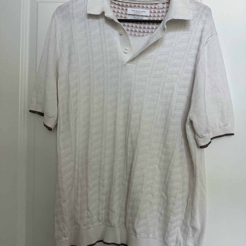 Denim & Flower Men's Cream Polo Shirt